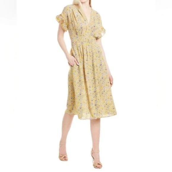 Max Studio Floral dress in yellow, black and White. Size M - Picture 1 of 14